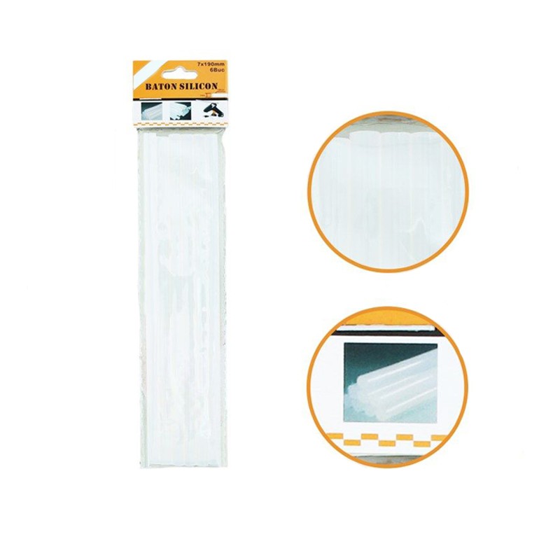 Batoane silicon 7 X 190 mm, set 6 bucati, rezerve pistol, flexibile, transparente - imagine 3